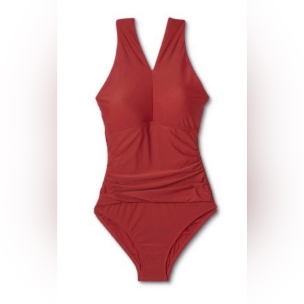 Ring Crossover Ruched Full Coverage One Piece Swimsuit - Kona Sol™ MED NWT